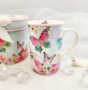 Mothers Day: Butterflies and Flowers Ceramic Mug with Gift Box *THIS CERAMIC MUG IS NOT AVAILABLE TO BE SENT ON IT’S OWN – We are able to ship with combined orders of $100 or more.*