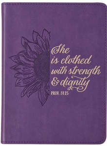 Journal Strength & Dignity Purple Sunflower Faux Leather Handy-Sized Journal - P&hellip;
