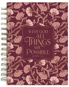 General: Things Are Possible Burgundy Blush Spiral Journal - Matthew 19:26