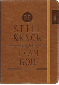 Men: Be Still and Know Tan Faux Leather Journal with Elastic Closure - Psalm 46:10
