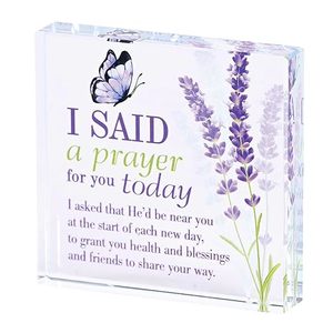 Prayer: I Said a Prayer for You Tabletop Glass Plaque 8 x 8cm