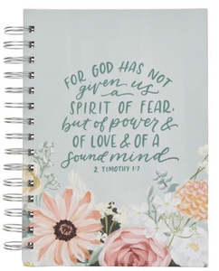 Books On Sale: Let the Power, Love, and a Sound Mind Mint Floral Spiral Journal – 2 Timothy 1:7