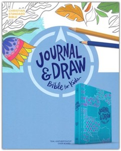 CSB Journal and Draw Bible for Kids teal leathertouch over board 8.5 point font. Ages 6-12
