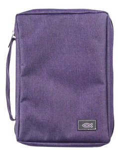 Bible Accessories: Purple Poly-Canvas Value Bible Cover with Fish Badge small
