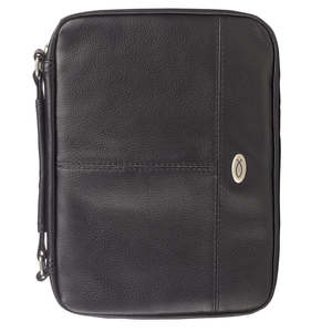 Bible Accessories: Two-fold Black Faux Leather Organizer Bible Cover small