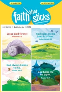 Stickers: God Helps Me Go Bible. 6 sheets 24 Stickers