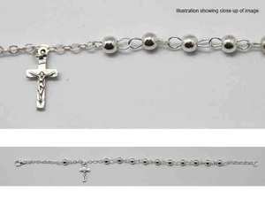 Rosary Bracelet 3mm beads - Silver - in box