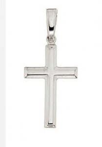 Cross Indented Edge Polished Necklace Pendant - 24mm - with chain 45cm - sterlin&hellip;