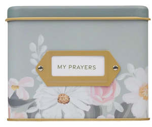 He Restores My Soul Green Floral Garden Prayer Cards in a Tin - Psalm 23:3