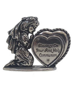 First Holy Communion Girl Figurine - metal look