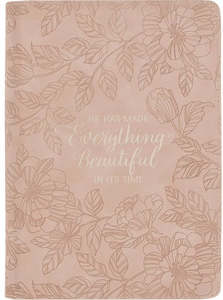Gift Books: Everything Beautiful Blush Floral Faux Leather Journal with Zipper Closure - Ecclesiastes 3:11