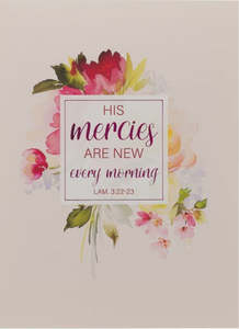 Gift Books: His Mercies Are New Every Morning Red Floral Medium Notebook - Lamentations 3:22–23