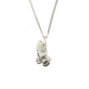 Prayer: Praying Hands Silver plated Necklace Pendant on chain