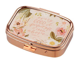 Women: Every Good and Perfect Gift Rose Gold Pill Case - James 1:17