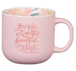 Women: Altogether Beautiful Pink Floral Ceramic Coffee Mug – Song of Solomon 4:7 *THIS CERAMIC MUG IS NOT AVAILABLE TO BE SENT ON IT’S OWN – We are able to ship with combined orders of $100 or more.*