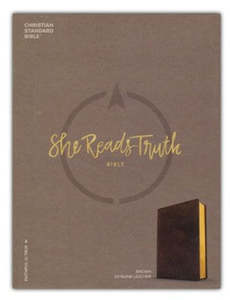 CSB She Reads the Truth Bible brown genuine leather 8 point font