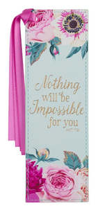 Mothers Day: Nothing Will Be Impossible Mint Green Floral Faux Leather Bookmark - Matthew 17:20