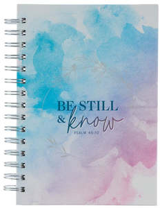 General: Be Still and Know Pink and Blue Watercolour Large Spiral Journal - Psalm 46:10