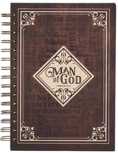 Man Of God Large Spiral Journal in Brown - 1 Timothy 6:11