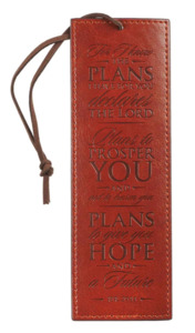 Men: For I Know The Plans Brown Faux Leather Bookmark - Jeremiah 29:11