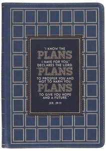 The Plans Modern Blue Grid Classic Journal with Zipper Closure - Jeremiah 29:11
