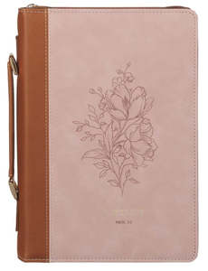 Trust Mottled Blush Faux Leather Fashion Medium Bible Cover - Proverbs 3:5