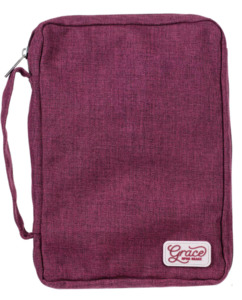 Gifts: Plum Poly-Canvas Value Medium Bible Cover with Grace Badge - John 1:16