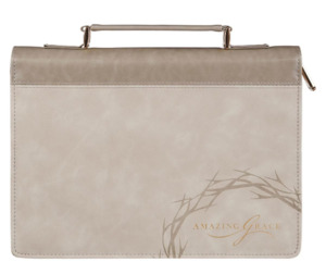 Gifts: Amazing Grace Taupe Crown of Thorns Faux Leather Fashion Medium Bible Cover - Isaiah 53:5