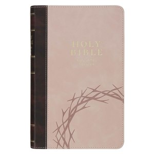 Kjv: KJV Bible Giant Print Espresso and Pink Faux Leather INDEXED 14 point font