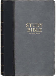 Kjv: KJV Bible Study Bible Gray and Black Two-tone Faux Leather INDEXED 9.8 point font