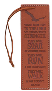 Gifts: Hope in the Lord Brown Faux Leather Bookmark - Isaiah 40:31