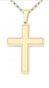 Gifts: Necklace Pendant Cross Gold plated large 38mm, Steel
