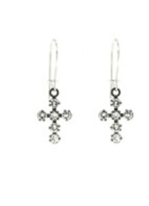 Gifts: Earrings Gunmetal Cross Swarovski Crystal look