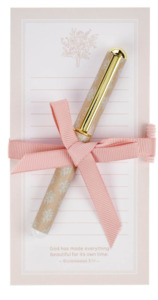 Gifts: Everything Beautiful Blush Taupe Magnetic Notepad and Pen Gift Set - Ecclesiastes 3:11