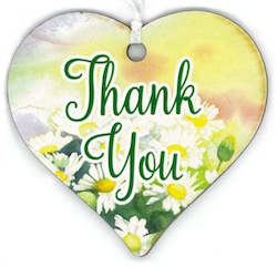 Wooden Hearts: Thank You  Heart Tag