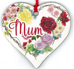 Wooden Hearts: Vintage Floral Mum Heart