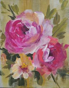 Small Original Heritage Rose Painting #24