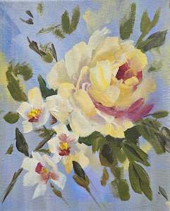 Small Original Heritage Rose Painting #23