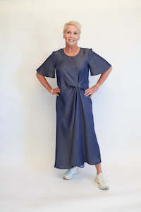 Dress: Tuck Dress - Navy