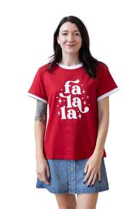 Womens Christmas T Shirts: Women's Cotton Fa La La T-Shirt