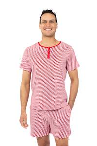 Men's Luxe Jersey Cotton Candy Striped Christmas Pyjamas