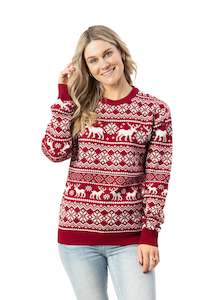 Ladies Christmas Jumpers: Women's Red Fair Isle Christmas Jumper