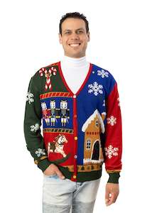 Mens Christmas Jumpers: Men's Vintage Patchwork Christmas Cardigan