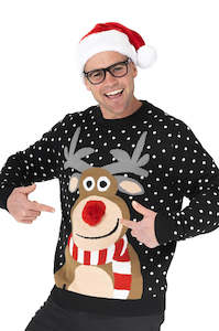 Mens Christmas Jumpers: Men's 3D Rudolph Christmas Jumper