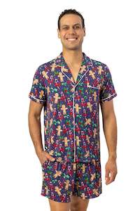 Mens Christmas Pjs: Men's Luxe Bamboo Jolly Gingerbread Christmas Pyjamas