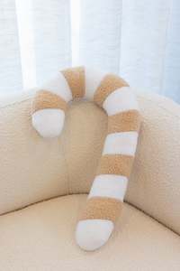Sale: Beige Candy Cane Christmas Cushion