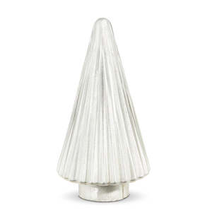 Tree Toppers 1: Silver Ribbed Glass Table Top Tree - Small