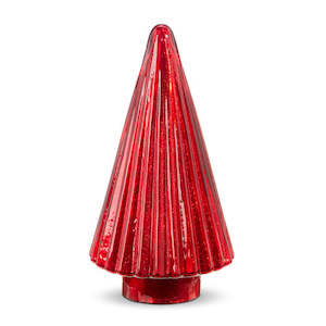 Red Ribbed Glass Table Top Tree - Small