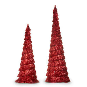 Tree Toppers 1: Red Tinsel Trees - Set of 2