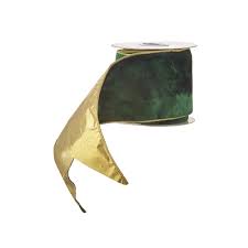 Gift Voucher: Green Velvet Ribbon Wired and backed in Gold.